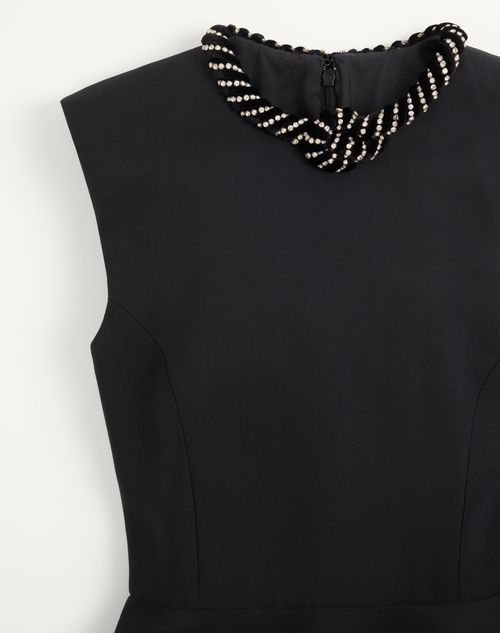 Valentino - Valentino Midi Dress In Embroidered Crepe Couture - Black/silver - Woman - Dresses