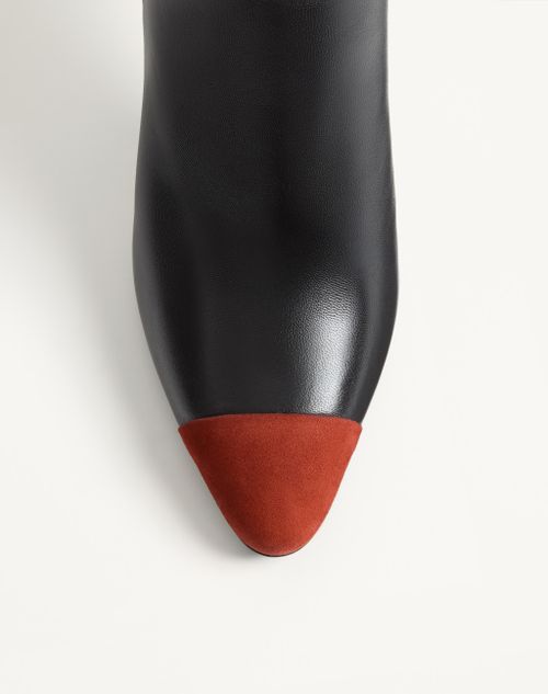 Valentino Garavani - Sinead Ankle Boot In Nappa And Suede 85mm - Black/rust - Woman - Shoes