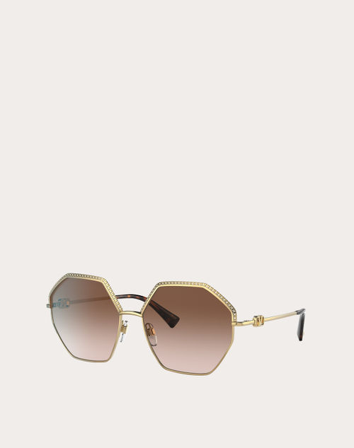 Valentino - Vlogo Signature Hexagonal Metal Frames - Gold/gradient Brown - Woman - Eyewear