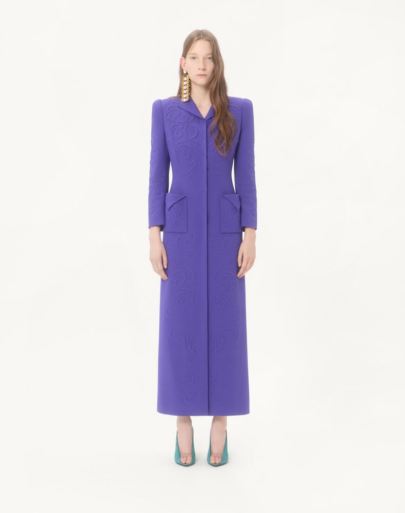 Valentino Embroidered Cady Satin Coat Woman Purple 38