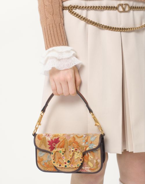 Valentino Garavani - Valentino Garavani Locò Small Shoulder Bag Embroidered With Jewel Logo - Multicolor - Woman - Shoulder Bags