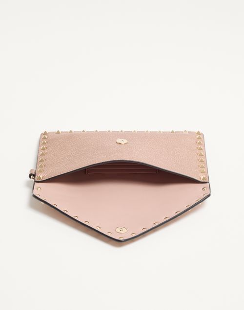 Valentino Garavani - Rockstud Laminated Grainy Calfskin Clutch Bag - Rose Cannelle - Woman - Clutches