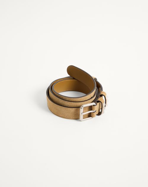 Valentino Garavani - Ceinture Valentino Garavani Flaneuse En Daim, Hauteur&nbsp;: 30&nbsp;mm - Havana Beige - Homme - Ceintures