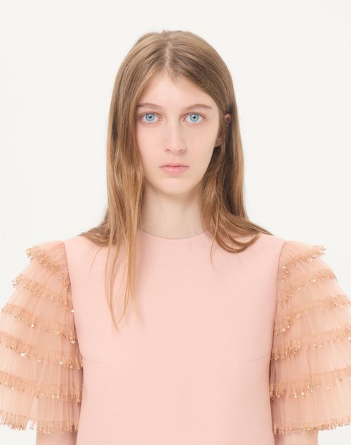 Valentino - Valentino Short Dress In Embroidered Crepe Couture - Vintage Rose - Woman - Dresses