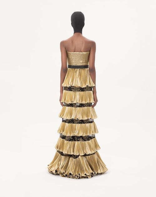 Valentino - Long Dress In Jacquard Reps Lamé - Black/gold - Woman - Gowns