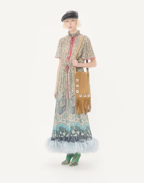 Valentino Garavani - Valentino Garavani Nellcôte Suede Shoulder Bag With Fringes - Beige - Woman - Shoulder Bags