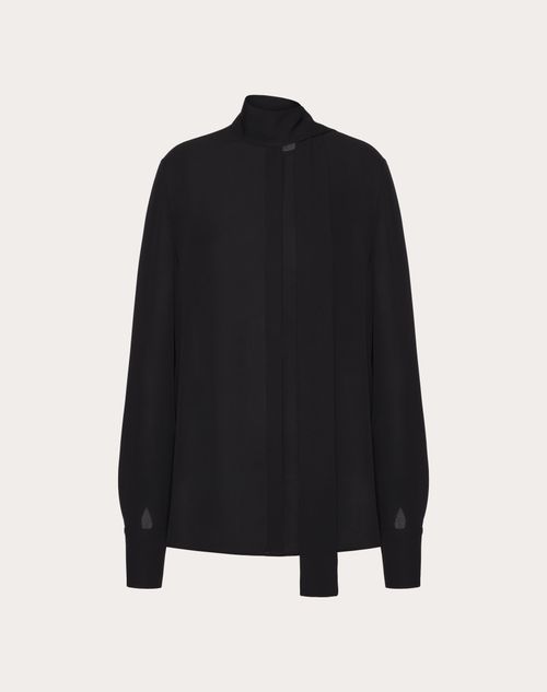 Valentino - Georgette Blouse - Black - Woman - Shirts & Tops