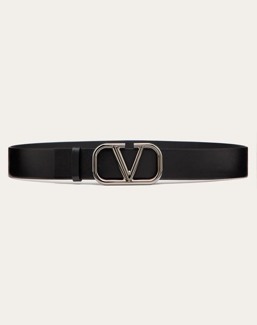 Valentino Garavani - Cinturón Vlogo Signature De Piel De Becerro De 40 Mm De Ancho - Negro - Hombre - Accesorios