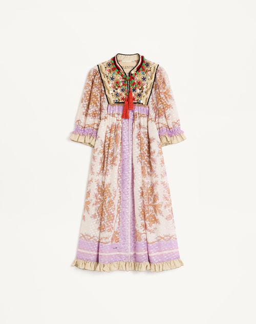 Valentino - Georgette Lurex Dress With Voyage Imaginaire Print - Multicolour - Woman - Ready To Wear
