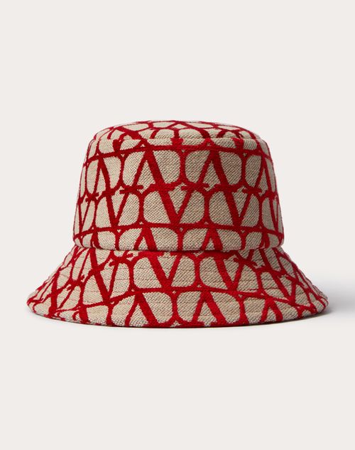 Valentino Garavani - Cappello Bucket Toile Iconographe In Tessuto Toile Iconographe E Raso - Beige/rosso - Donna - Cappelli E Guanti