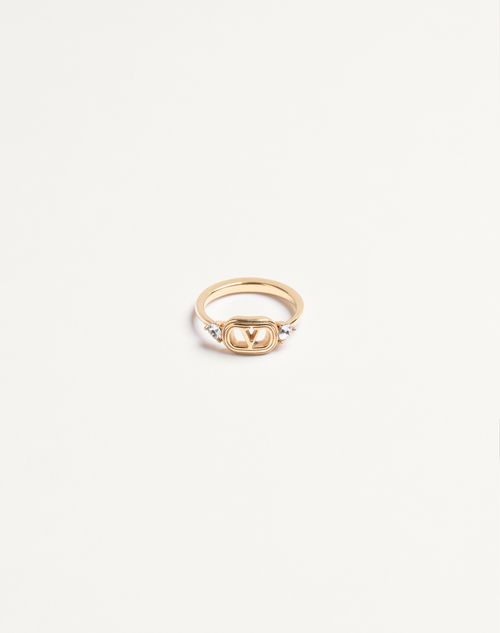 Valentino Garavani - Ovalette Ring In Metal And Swarovski® Crystals - Gold/crystal - Woman - Jewellery