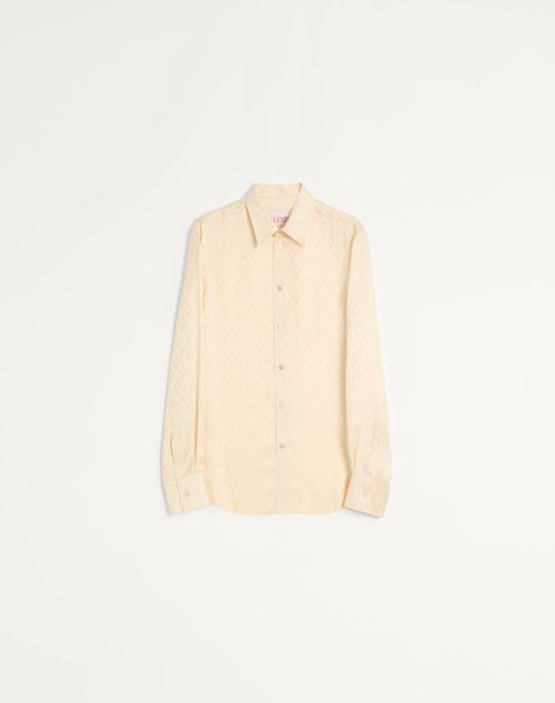 Valentino - Silk Twill Shirt With Toute La V Print - Birch - Man - Shirts