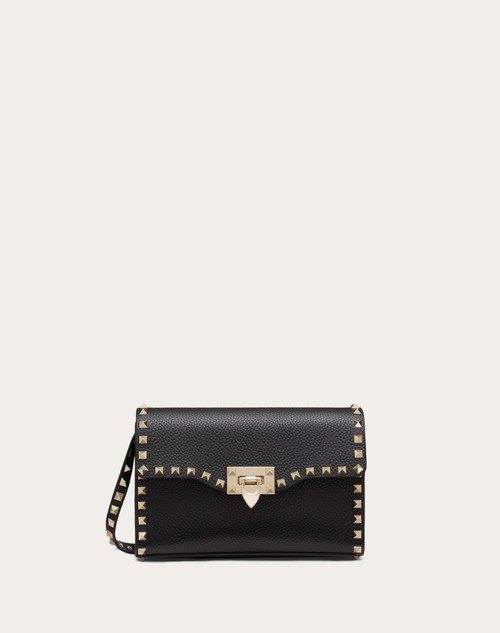 Small Rockstud Grainy Calfskin Crossbody Bag for Woman in Black | Valentino  US