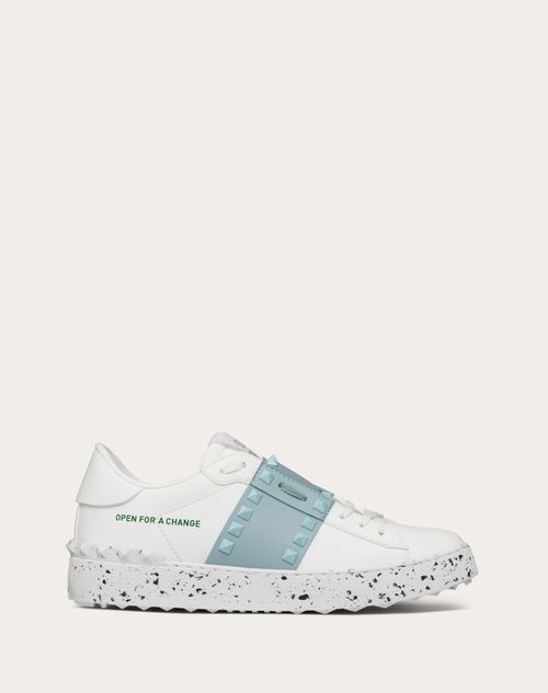 Valentino Garavani - Open For A Change Sneaker In Bio-based Material - White/aquamarine - Woman - Low-top Sneakers