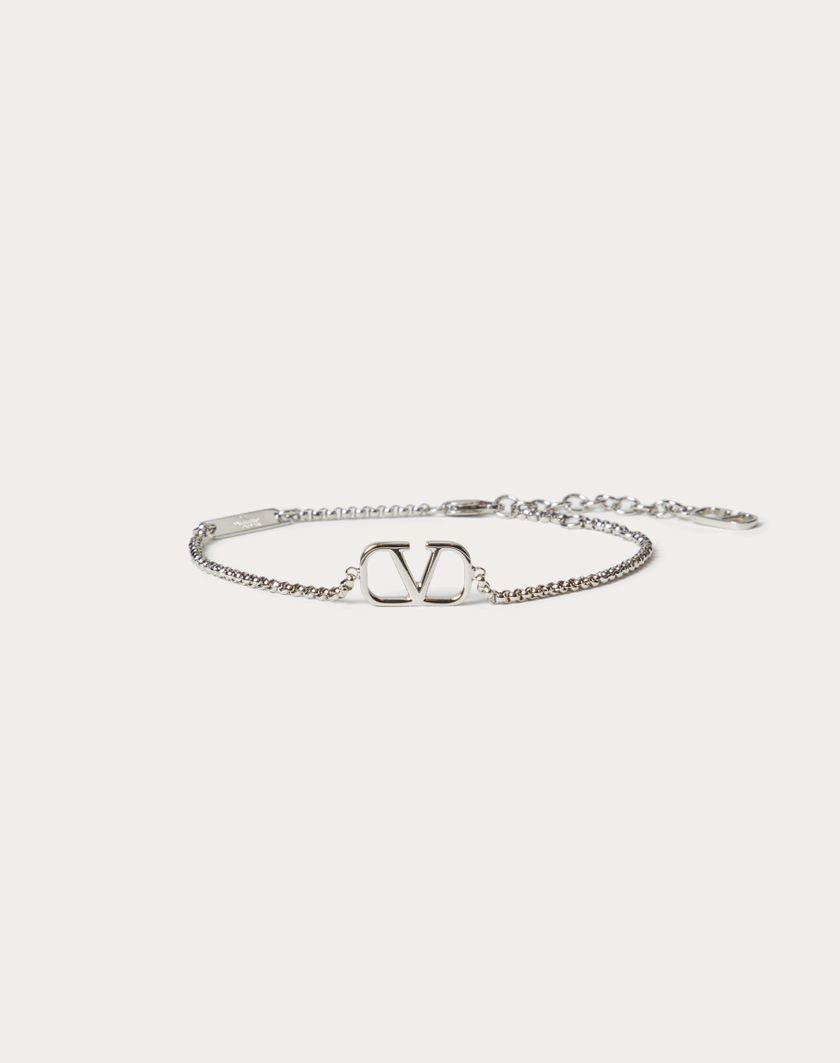 Valentino Handbags Bracciale Vlogo Signature In Metallo per Uomo in Palladio | Valentino IT