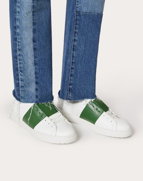 Sneaker Open In Vitello per Uomo in Bianco verde Valentino IT