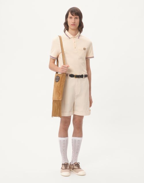 Valentino - Cotton Piqué Polo Shirt With Vlogo Patch - Butter - Man - Shelf - Mrtw - Prints & Stripes - W2+w3