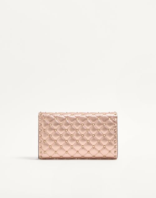 Valentino Garavani - Bolso De Hombro Valentino Garavani Rockstud Spike De Cuero Napa Laminado - Rose Cannelle - Mujer - Bolso De Mano