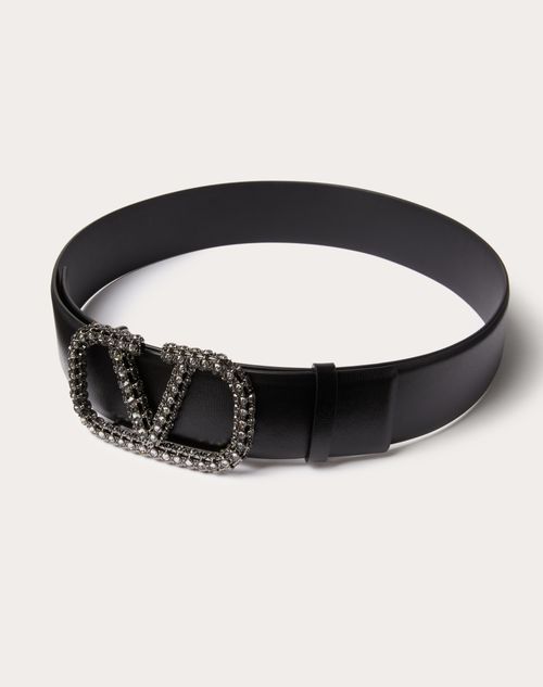 Valentino Garavani Vlogo Signature Calfskin Belt 40 mm Man Black 105