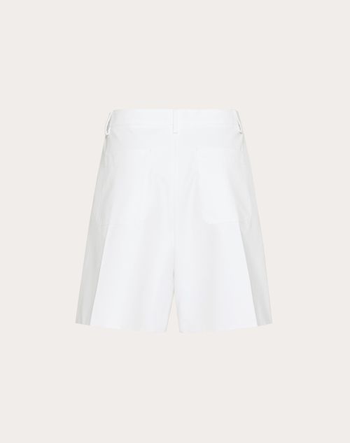 Valentino - Cotton Poplin Bermuda Shorts Laminated With Scuba - White - Man - Pants And Shorts