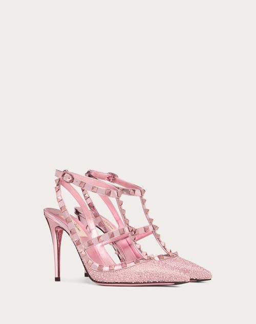 Valentino Garavani - Rockstud Pumps With Crystal Embroidery And Microstuds 100mm - Pink - Woman - Rockstud Pumps - Shoes