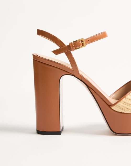 Valentino Garavani - Vlogo Signature Platform Sandal In Raffia 115mm - Beige - Woman - Sandals