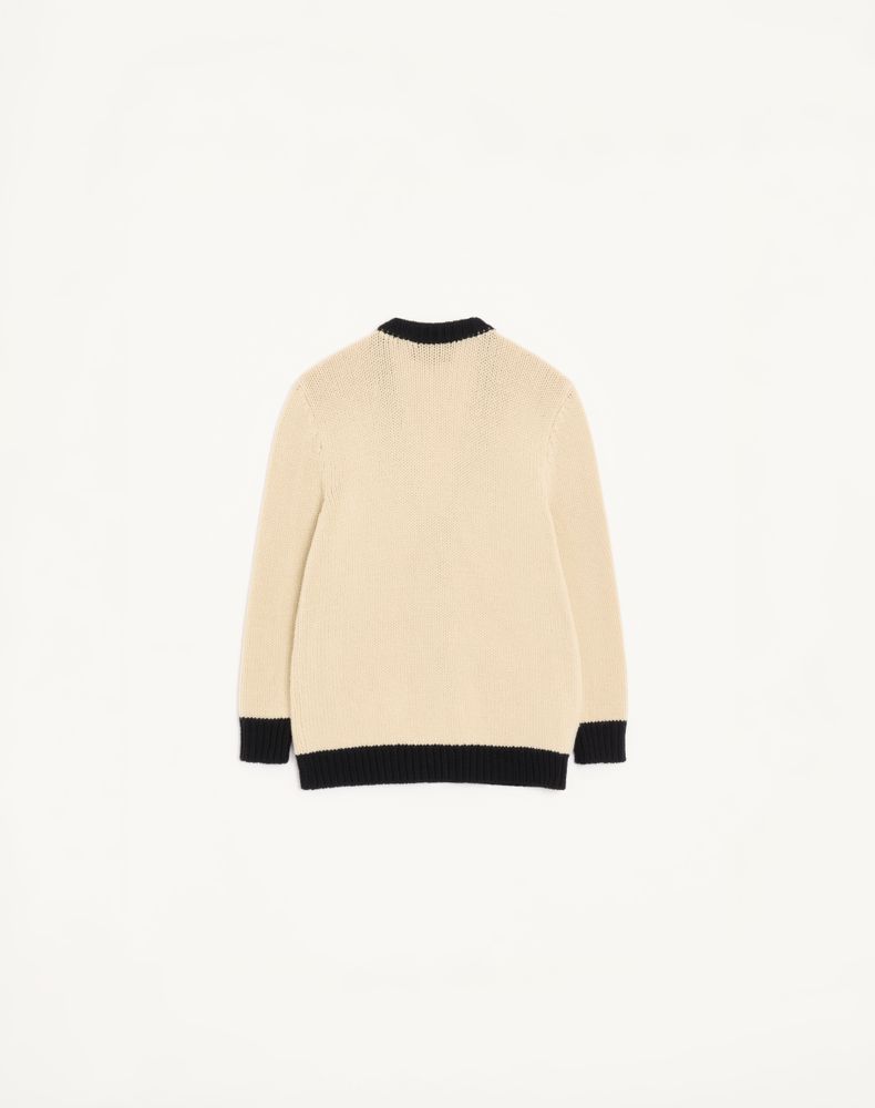 Valentino Embroidered Wool Cardigan Woman Birch/Black Xl