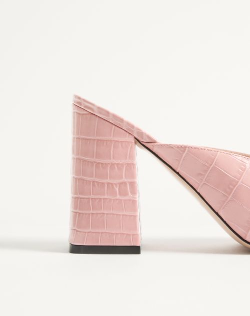 Valentino Garavani - Vlogo Signature Slide Sandal In Printed Calfskin 95mm - Pink - Woman - Sandals