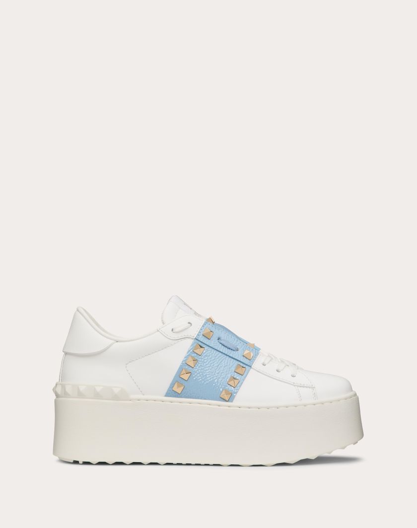 Valentino Handbags Sneaker Flatform Rockstud Untitled In Vitello Con Banda In Naplack per Donna in Bianco | Valentino IT