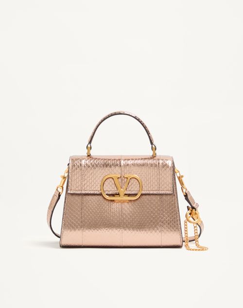 Valentino Garavani - Valentino Garavani Vsling Small Handbag In Laminated Elaphe - Pink - Woman - Top Handle Bags