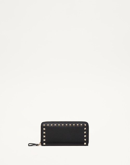 Valentino Garavani Black Rockstud Zipper Card Holder