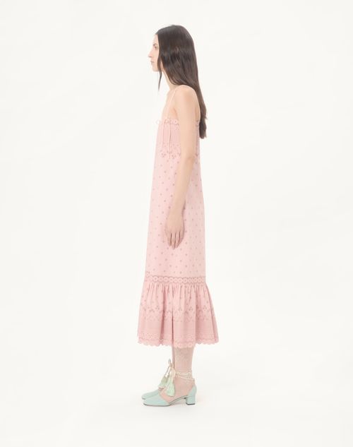 Valentino - Midi Dress In Sangallo With Fleur A Jours Margheritine - Pink - Woman - Dresses