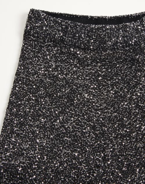Valentino - Sequin Thread Knit Trousers - Black/silver - Woman - Pants And Shorts