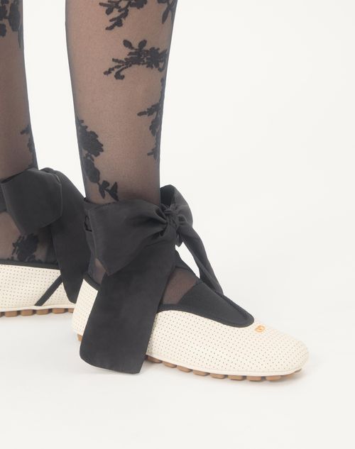 Valentino Garavani - Rythmika Ballerina In Perforated Nappa Leather - White - Woman - Ballerinas
