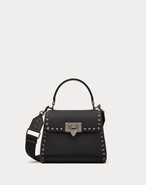 Valentino Garavani - Valentino Garavani Rockstud Small Handbag In Grainy Calfskin - Black - Woman - Top Handle Bags
