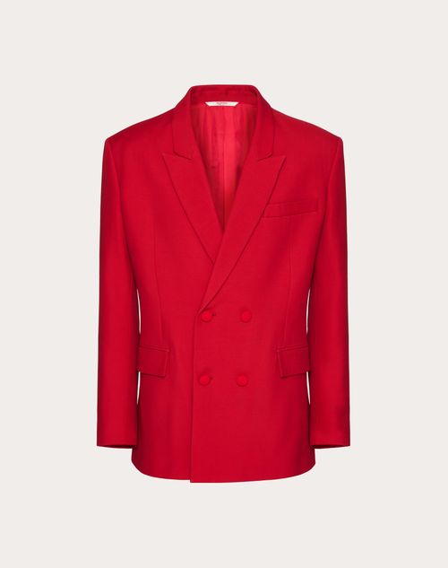 Valentino - Zweireihiges Jackett Aus Crepe Couture - Rot - Mann - Mäntel & Blazer
