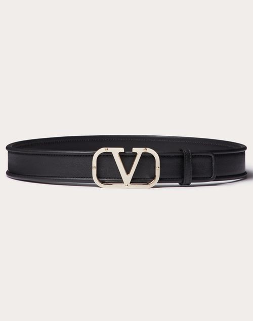 Valentino Garavani - Vlogo Type Calfskin Belt 30 Mm - Black - Woman - Belts