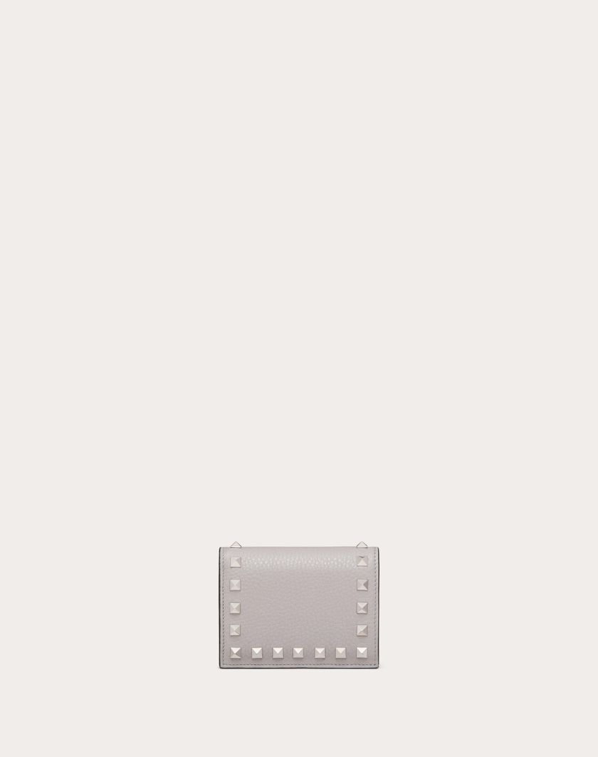 Valentino Handbags Portafoglio Piccolo Rockstud In Vitello Granato per Donna in Grigio | Valentino IT