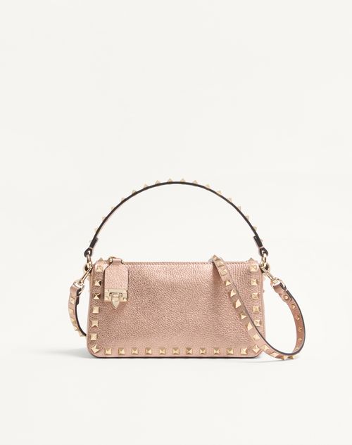 Valentino Garavani - Valentino Garavani Rockstud Small Crossbody Bag In Laminated Grainy Calfskin Leather - Rose Cannelle - Woman - Shoulder Bags