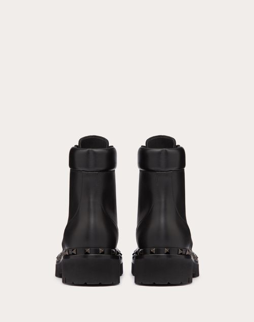 Valentino Garavani - Rockstud Calfskin Combat Boot With Matching Studs 50mm - Black - Woman - Boots
