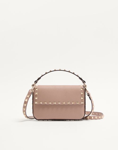 Valentino Garavani - Rockstud Grainy Calfskin Pouch - Poudre - Woman - Clutches