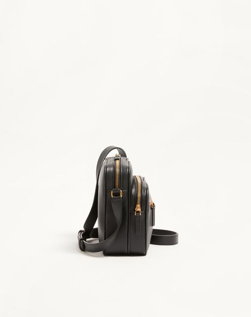 Valentino Garavani - Valentino Garavani Antibes Calfskin Shoulder Bag - Black - Man - Shoulder Bags