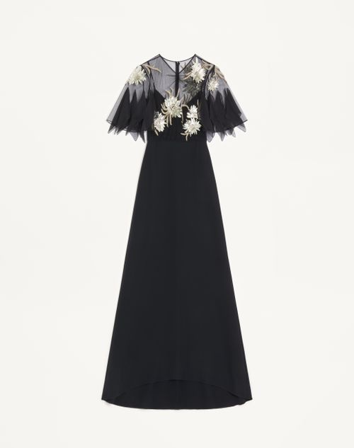 Valentino - Gown In Cady Couture Ricamato - Nero/silver - Donna - Abiti Da Sera