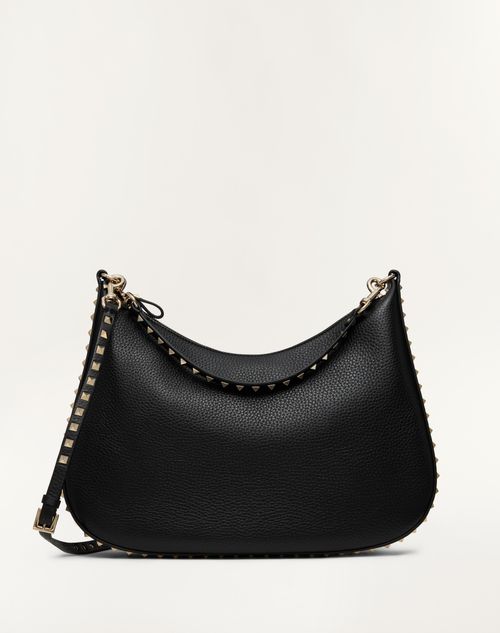 Valentino Garavani Rockstud Hobo Bag In Grainy Calfskin for Valentino Garavani Rockstud Hobo Bag In Grainy Calfskin for