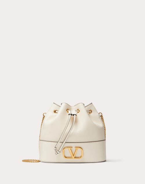 Valentino Garavani - Kleine Bucket Bag Aus Nappa Mit Vlogo Signature Kettenriemen - Light Ivory - Frau - Schultertaschen