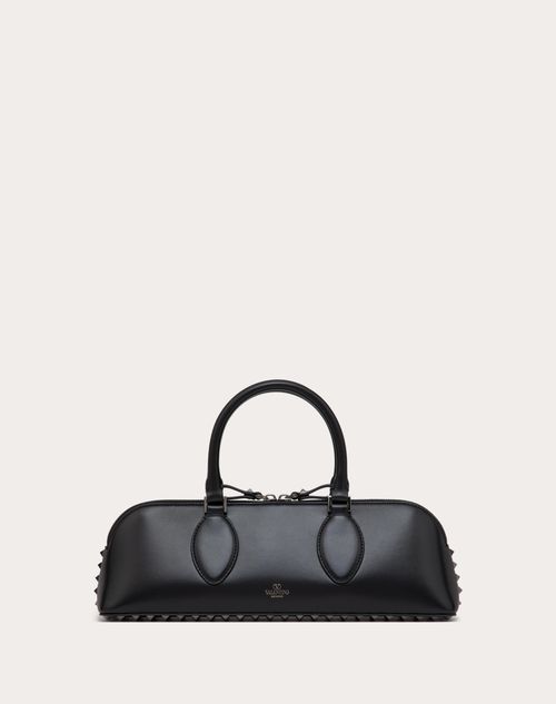 Valentino Garavani - Rockstud E/w Calfskin Handbag - Black - Woman - Top Handle Bags