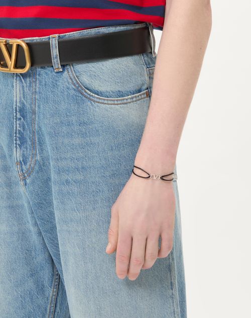 Valentino Garavani - Vlogo Signature Cotton Bracelet - Black - Man - Jewelry