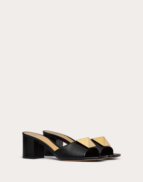 Valentino Garavani - One Stud Calfskin Slide Sandal 60 Mm / 2.4 In. - Black - Woman - Woman Shoes Sale