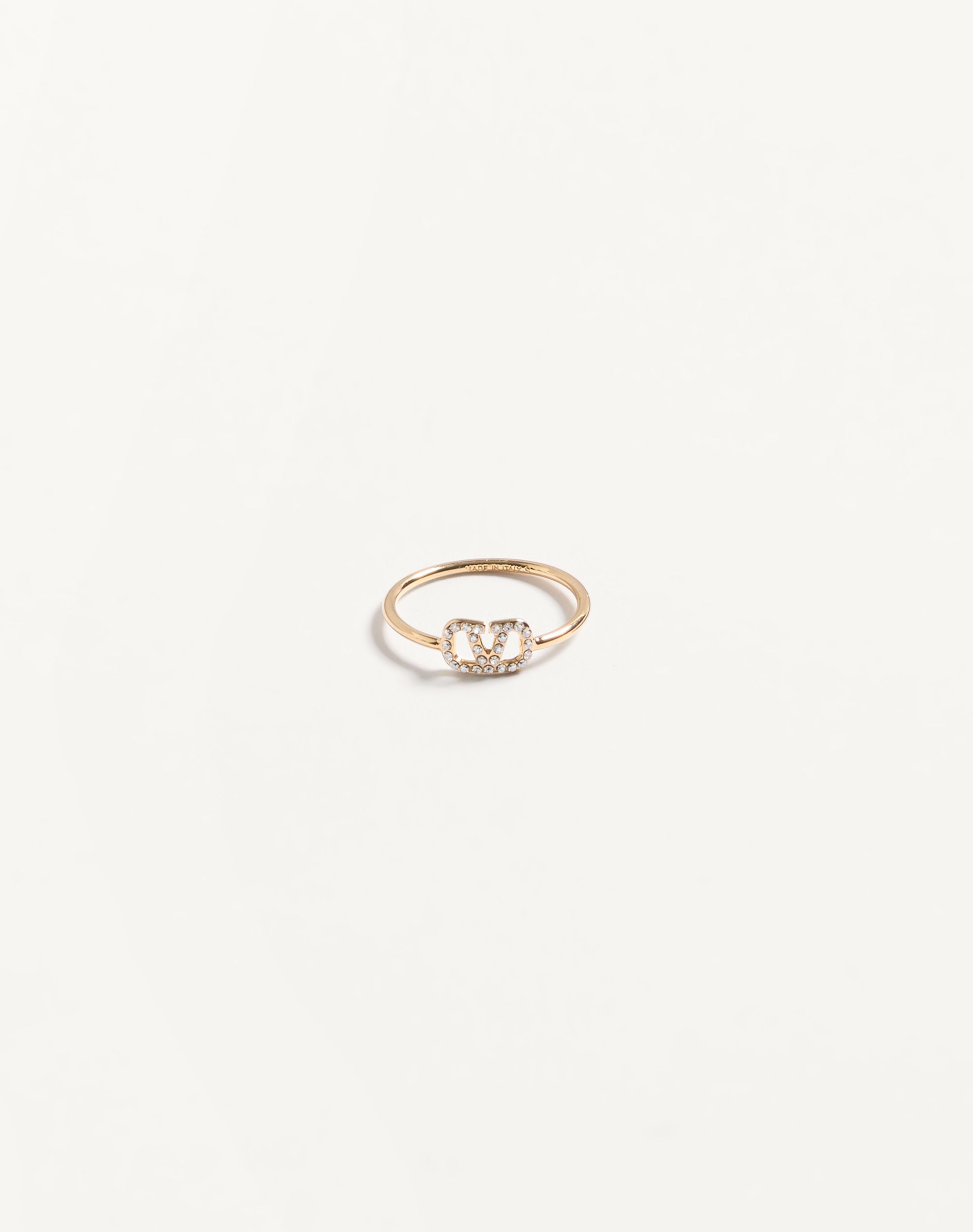 Valentino Garavani Vlogo Signature Metal And Swarovski Crystal Ring Woman Gold 13