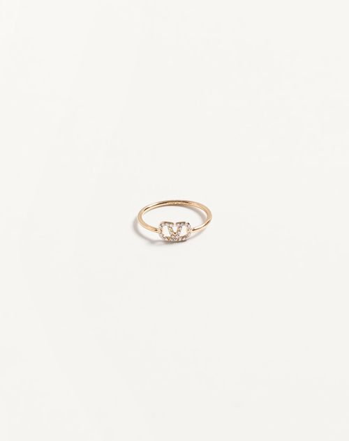 Valentino Garavani - Vlogo Signature Metal And Swarovski® Crystal Ring - Gold - Woman - Jewelry